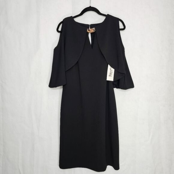 Joseph Ribkoff Black Robe Caplet Sheath Dress 14 - Picture 11 of 12